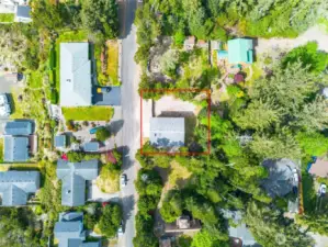 Drone View.  Approximate parcel lines.