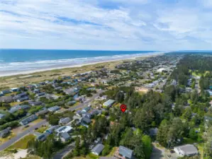 Drone view.  Distance from house to the beach.