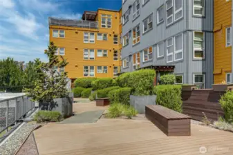 Second-floor outdoor deck for relaxation and entertainment.
