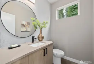 Powder room on great room level