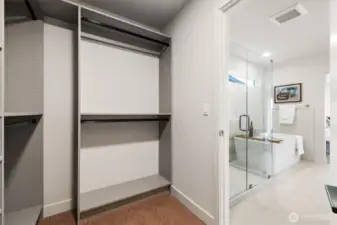 Beautiful built ins in the primary walk in closet