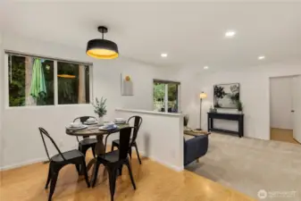 Your kitchen has a lovely eat-in space with new feature chandelier.