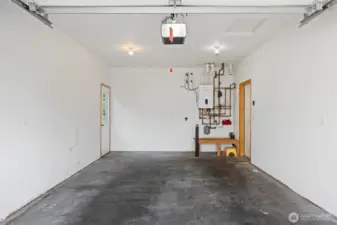 The single car garage is very deep and has room for stoarage and the radiant heating system.