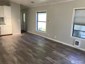 View from living into kitchen / down hall