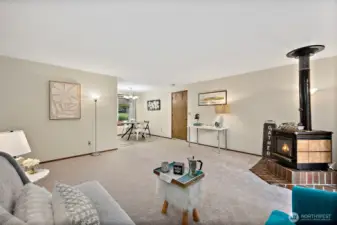 View from the corner of the living room to the dining area