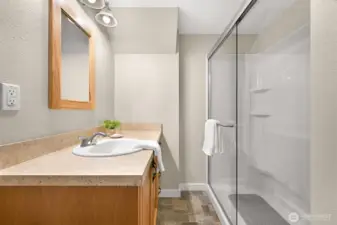 Three quarter bathroom downstairs.