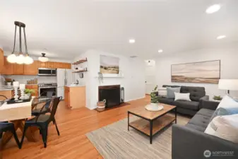 Living room to kitchen view.