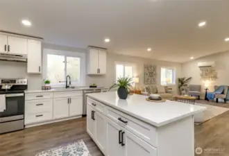 Another angle of the kitchen facing the family room.