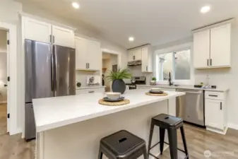 Kitchen island with additional seating.