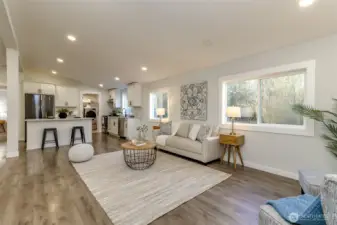 Spacious living area overlooking the back yard.