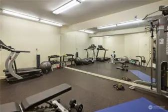 Building exercise room on the first floor.  Storage locker is nearby.