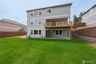 Photo is of actual home and large, private backyard under construction and on sale.