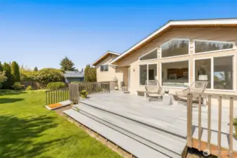 Large deck and backyard