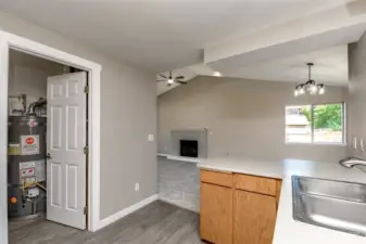 Kitchen with door to Pantry water heater / furnace location