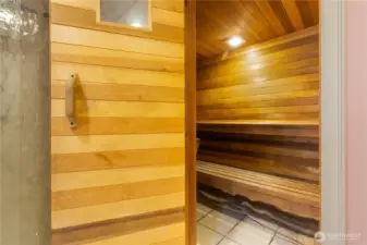 Cozy sauna—perfect for relaxation and self-care at home.