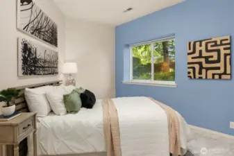 Lower level bedroom with large closet.