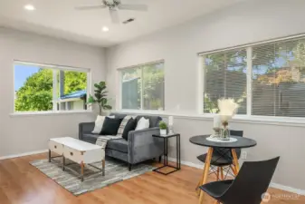 Separate entrance with zero stairs and 1-car garage make this ideal for a MIL or income generating space.
