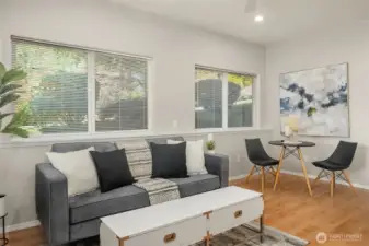 Lower level living/dining area.