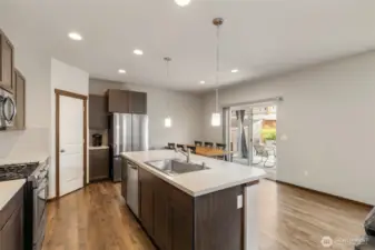 Stainless steel appliances in kitchen