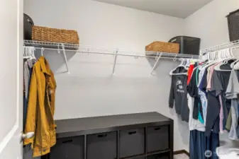 Spacious walk-in closet in primary bedroom