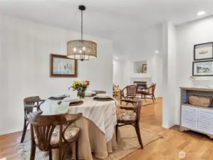 Designated dining space with a quaint cut out.