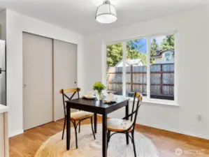 Double door sliding pantry right off the kitchen