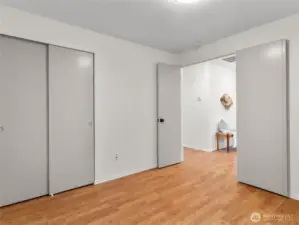Double sliding door is the closet.