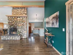 River Rock Fireplace