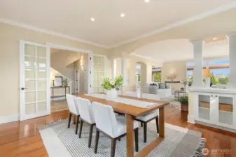 Note the built-ins - on both sides of this room! The french doors are stunning!