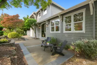 This cute little patio out front is tree-covered and a nice spot for shade in the mornings, or sun in the afternoons!