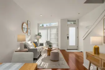 This bright, open entry-level living space. The whole unit is freshly painted!