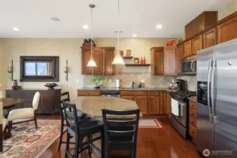 Cooks will enjoy the stainless-steel appliances.