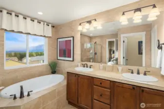 The dual vanity helps you beat the morning rush.