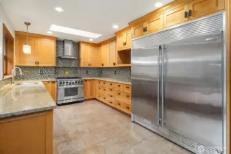 Expansive chef's fridge and freezer. This isn't a stretched picture... The fridge is actually that big!