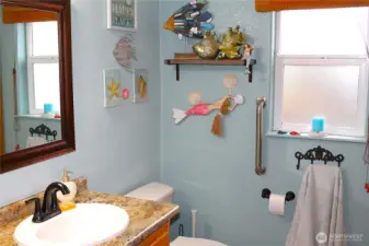 Bathroom with shower.