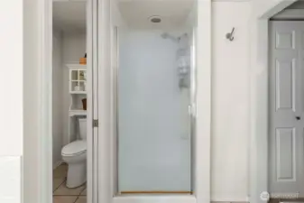 Primary bath ensuite shower and private commode