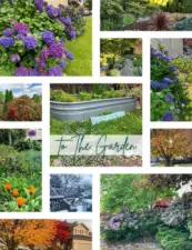 Collage of sellers photos showcasing the year round beauty of the meticulously selected landscaping throughout this property.