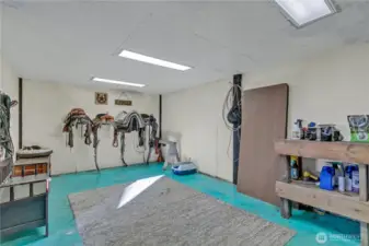 Well-organized and spacious tack room.