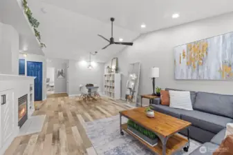 Engineered hardwoods throughout and new ceiling fan.