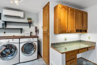 Laundry/office desk in kitchen.