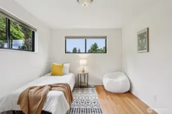 Second bedroom with great lighting.