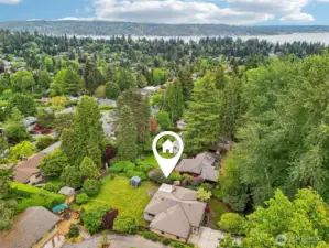 Aerial view looking out Northeast.