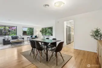 Dining area conveniently placed between living room and kitchen - excellent for entertaining.
