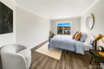 Master bedroom with slider to deck
