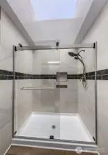 Master bath with glass shower enclosure