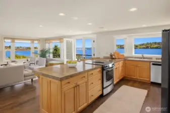 Spacious kitchen with updated appliances and lots of storage.