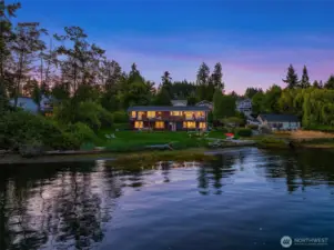 Stunning twilight view from the water.