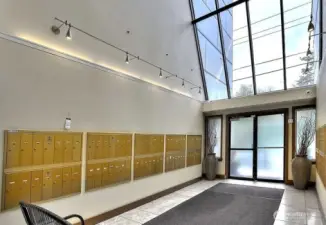 Lobby with mail boxes