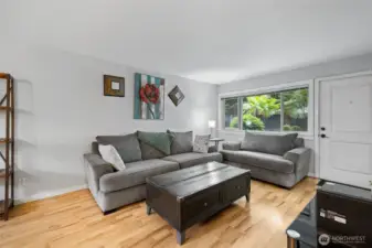 Big windows and beautiful mature landscaping to gaze upon.