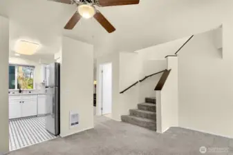 1/2 bath on main floor offers convenience.